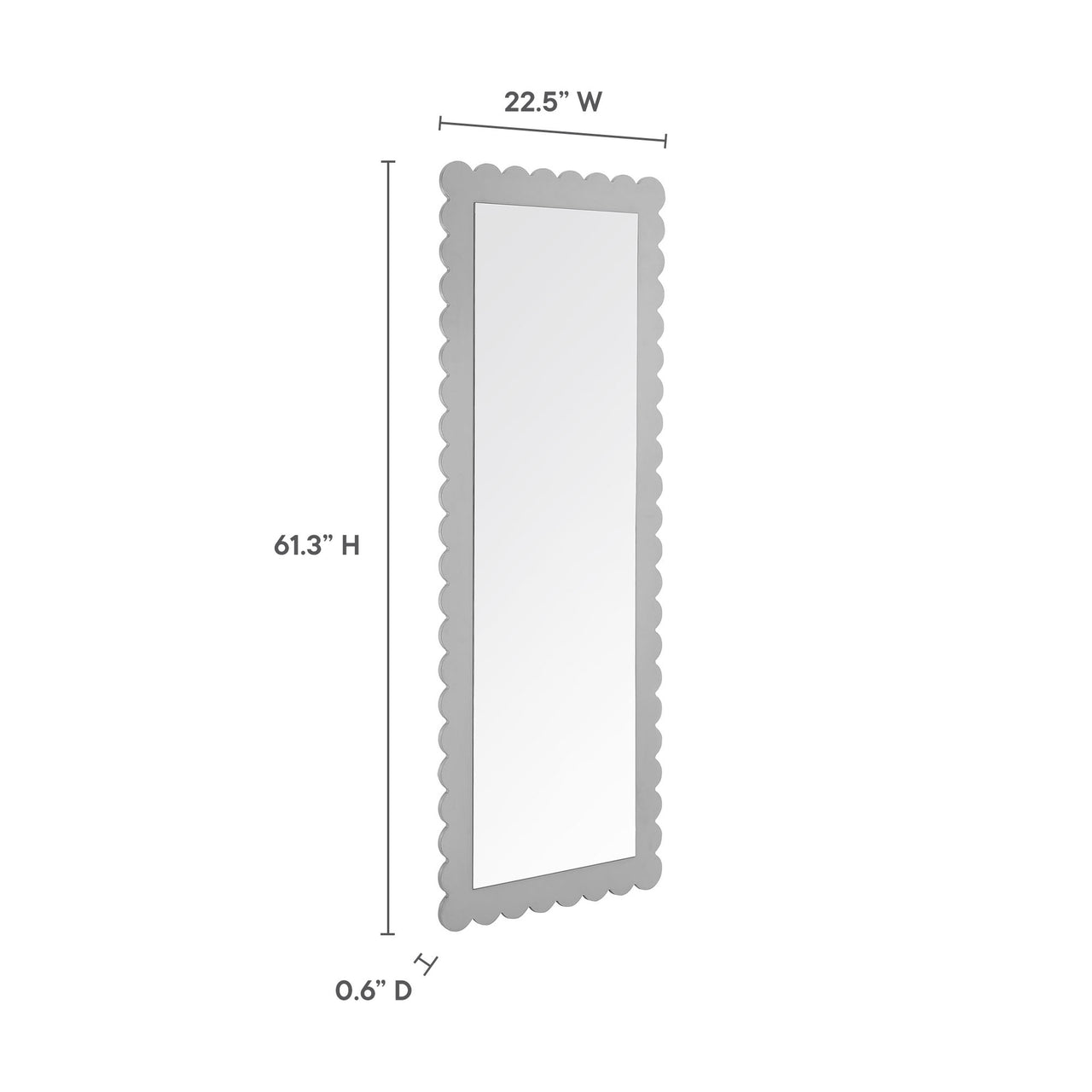 Amelia Petal-Carved Rectangle Floor Mirror, Light Gray