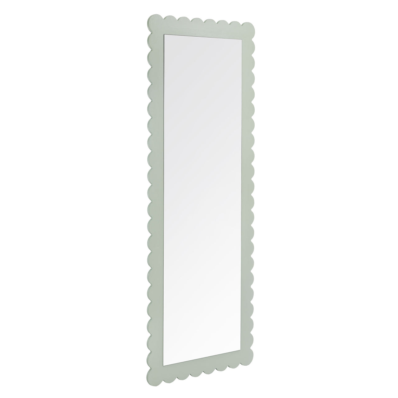 Amelia Petal-Carved Rectangle Floor Mirror, Sage