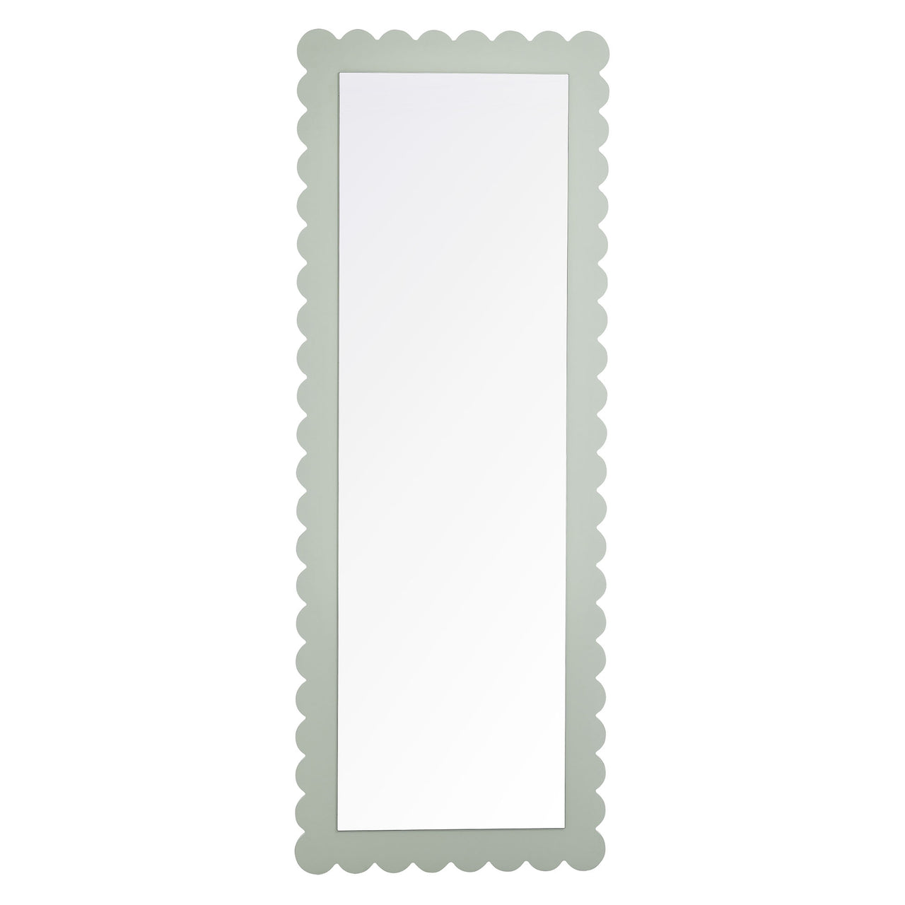 Amelia Petal-Carved Rectangle Floor Mirror, Sage