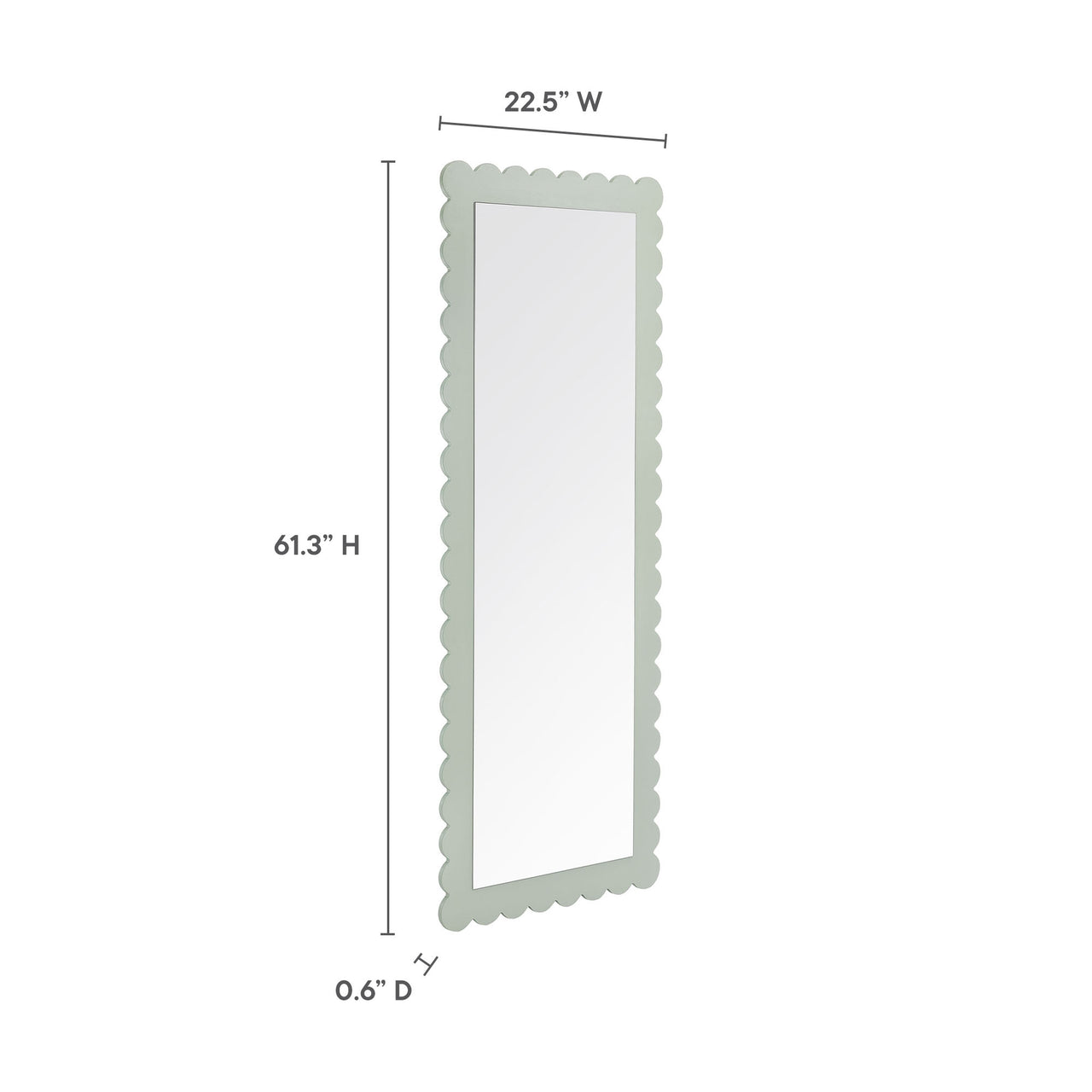 Amelia Petal-Carved Rectangle Floor Mirror, Sage