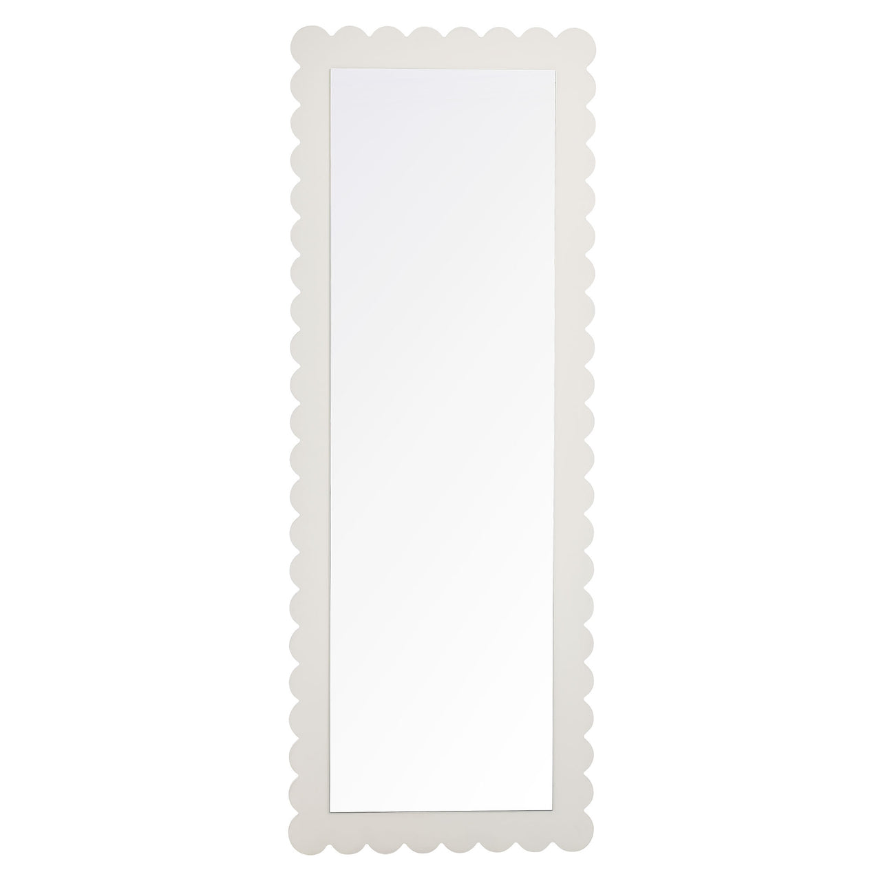 Amelia Petal-Carved Rectangle Floor Mirror, White