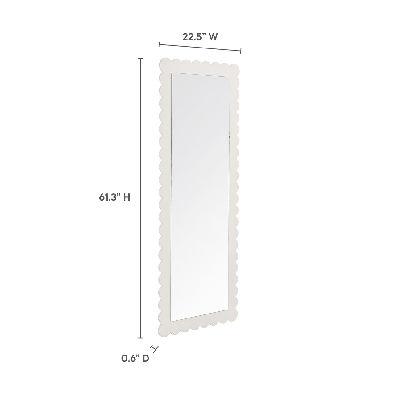 Amelia Petal-Carved Rectangle Floor Mirror, White