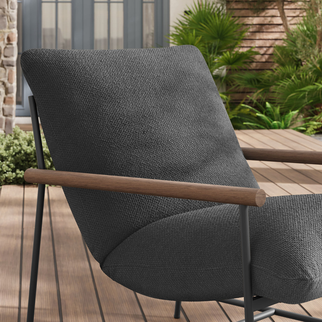 Bo Peep Alfresco Boucle Lounge Chair, Charcoal