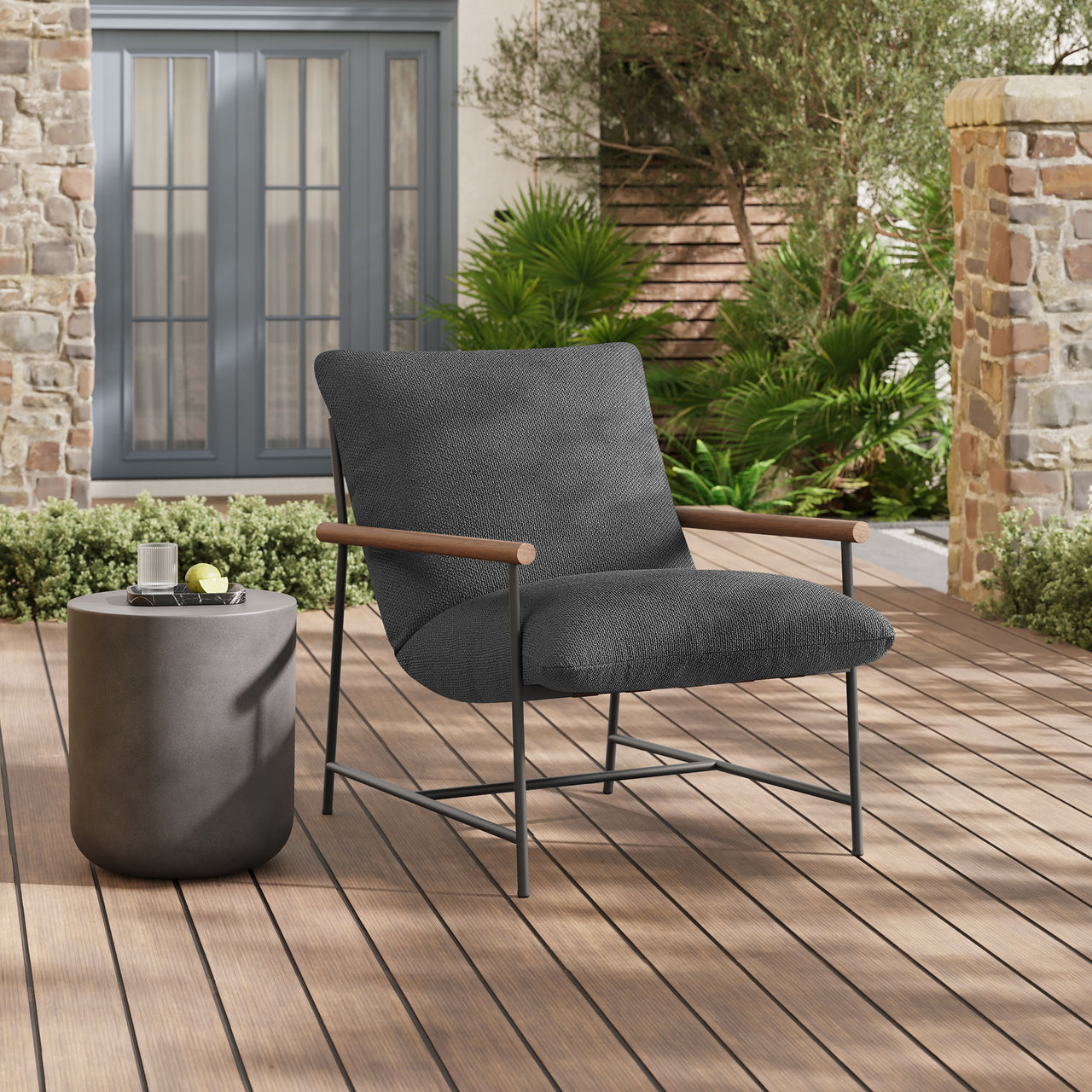 Bo Peep Alfresco Boucle Lounge Chair, Charcoal