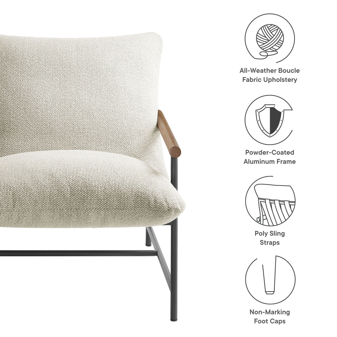 Bo Peep Alfresco Boucle Lounge Chair, Ivory