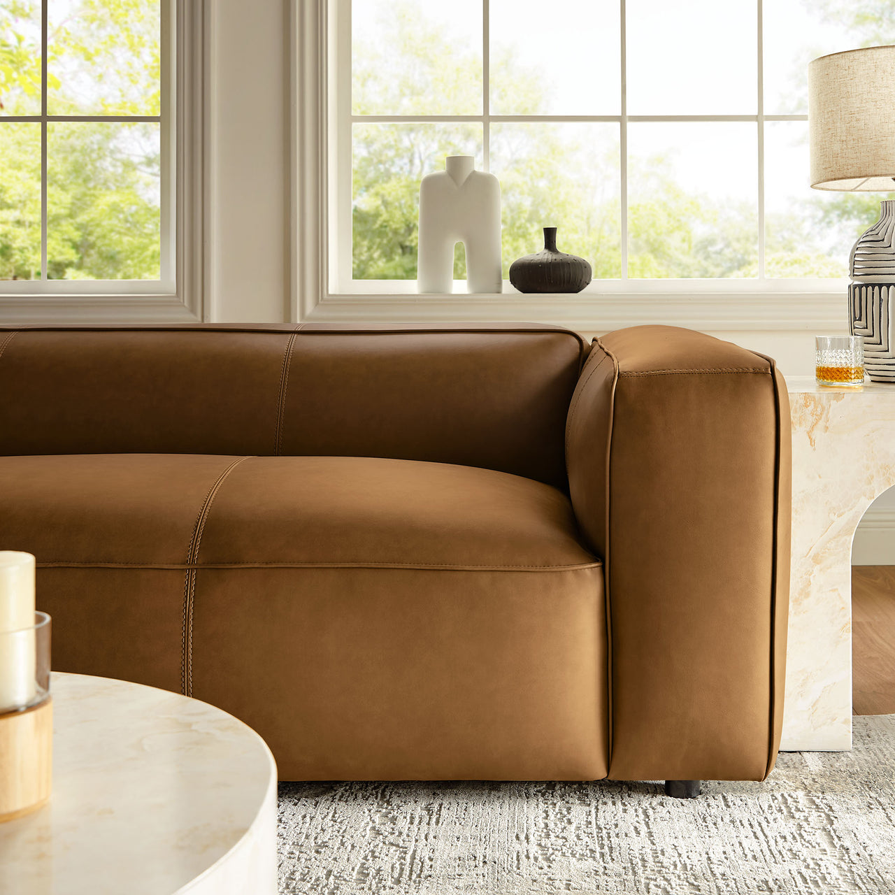 Ardyn Eco-Leather Sofa, Camel