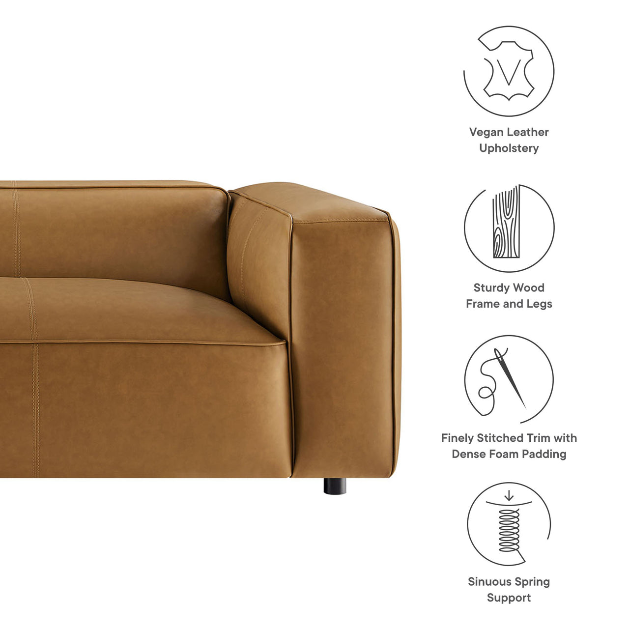 Ardyn Eco-Leather Sofa, Camel