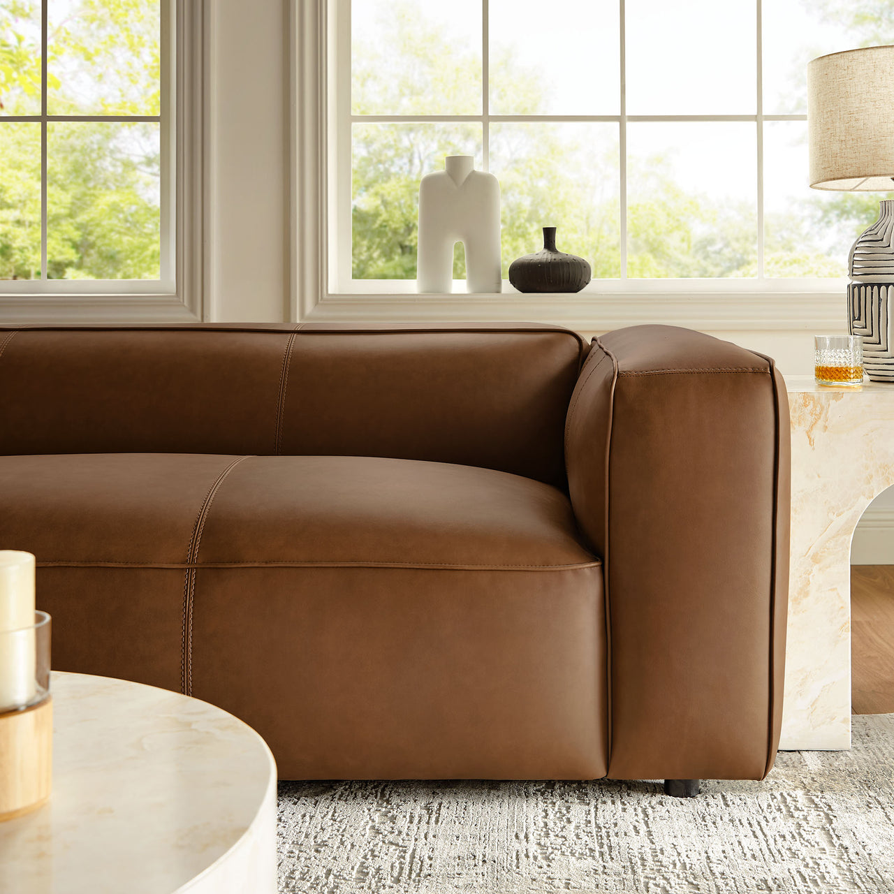 Ardyn Eco-Leather Sofa, Coffee