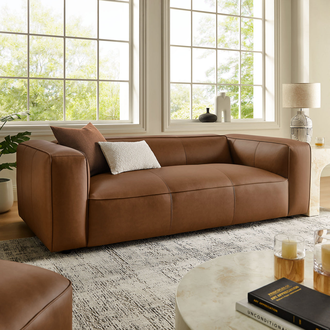 Ardyn Eco-Leather Sofa, Coffee