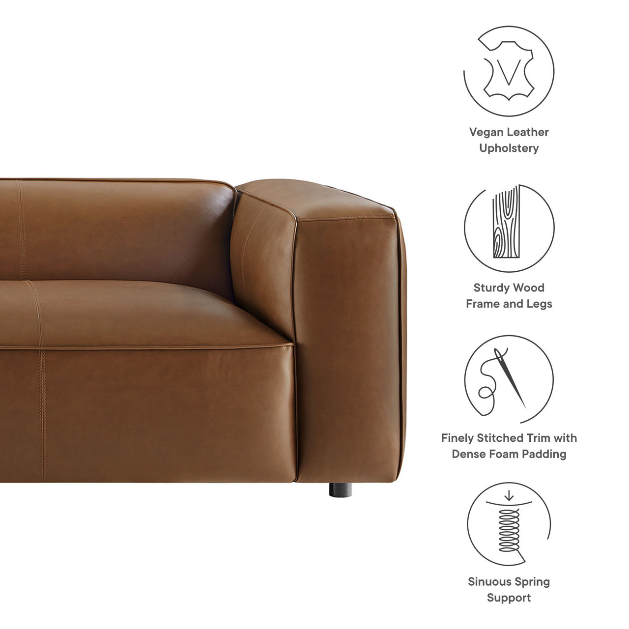 Ardyn Eco-Leather Sofa, Coffee