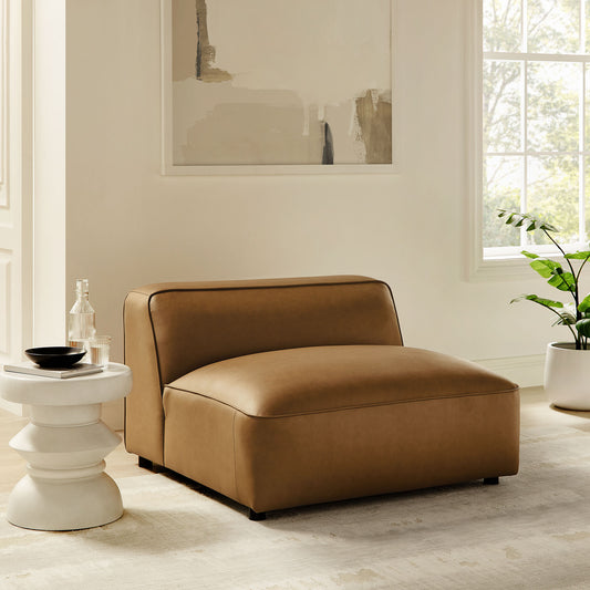 Ardyn Eco-Leather Armless Chair | Modular Sectional Component, Camel