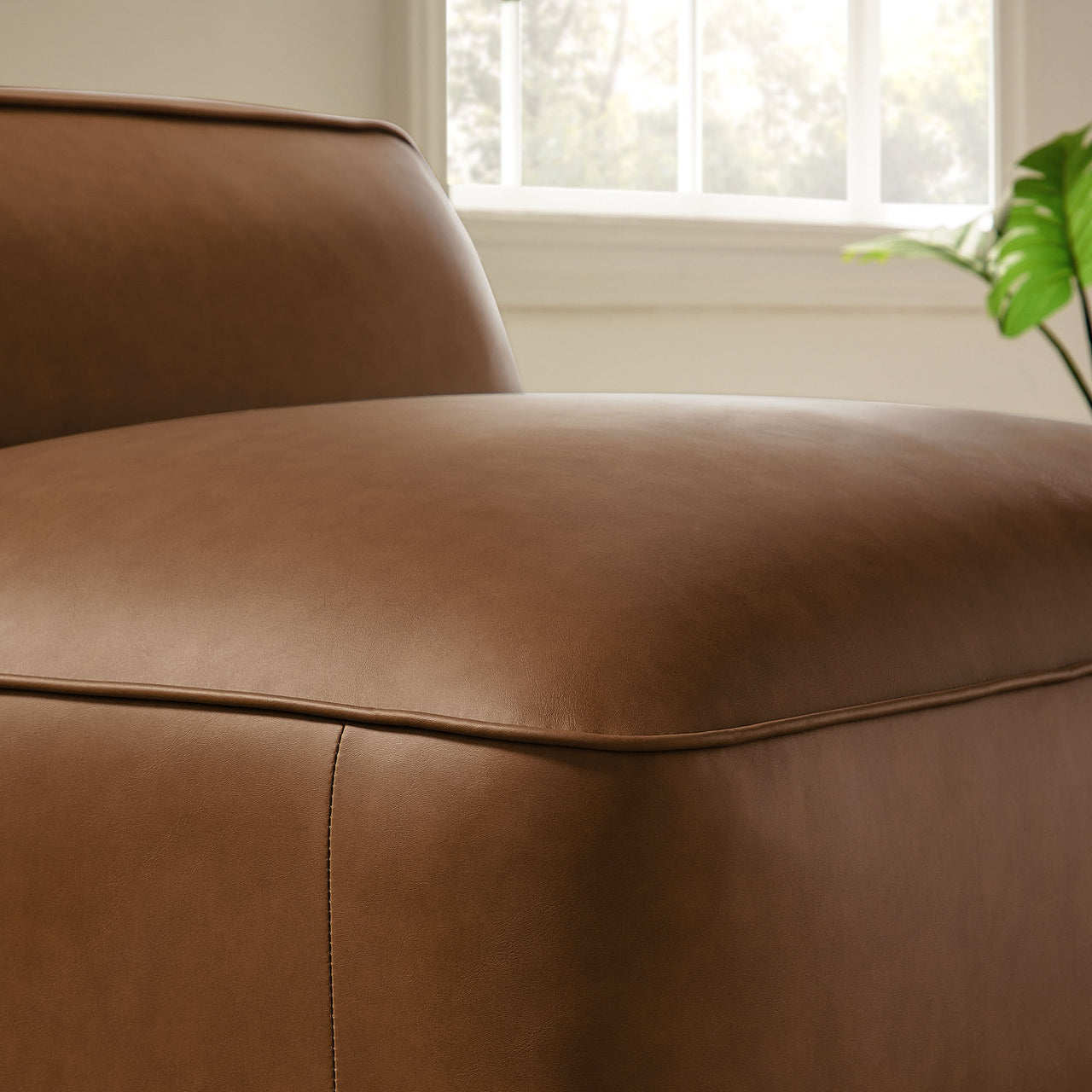Ardyn Eco-Leather Armless Chair | Modular Sectional Component, Coffee