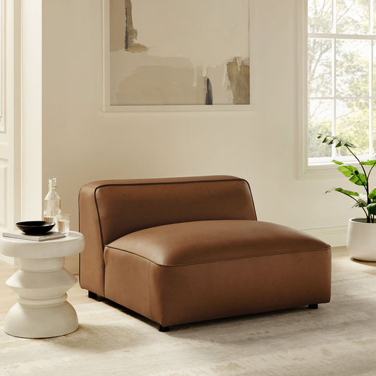 Ardyn Eco-Leather Armless Chair | Modular Sectional Component, Coffee