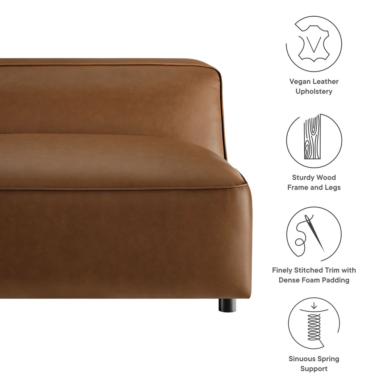 Ardyn Eco-Leather Armless Chair | Modular Sectional Component, Coffee