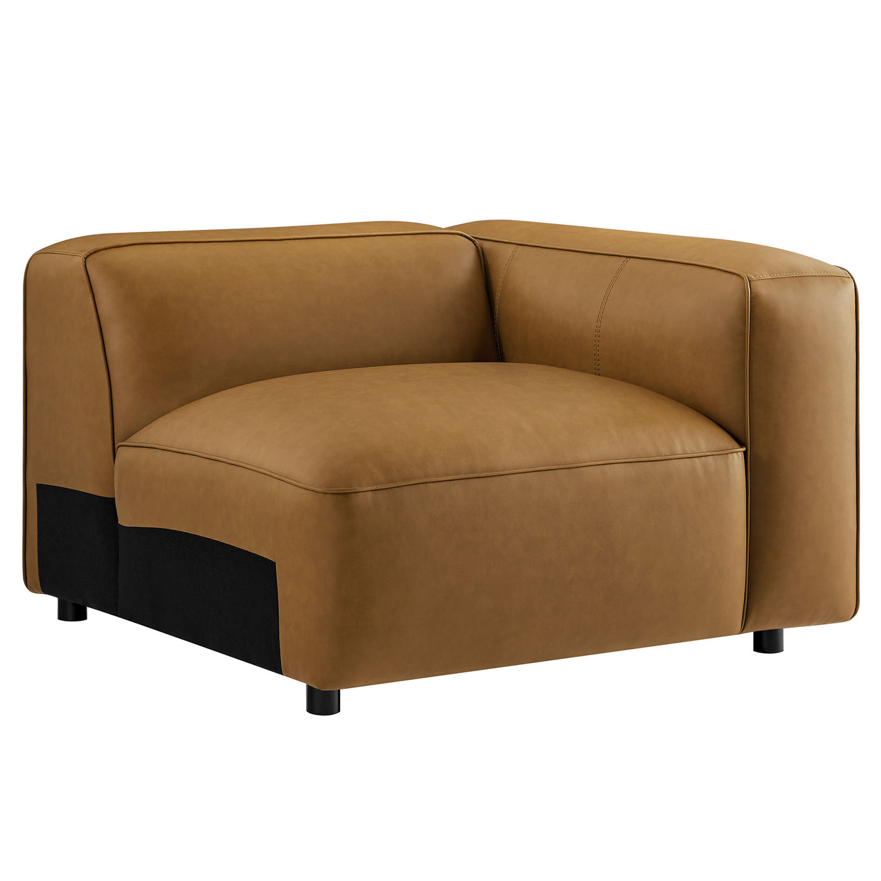 Ardyn Eco-Leather Right Armchair | Modular Sectional Component, Camel