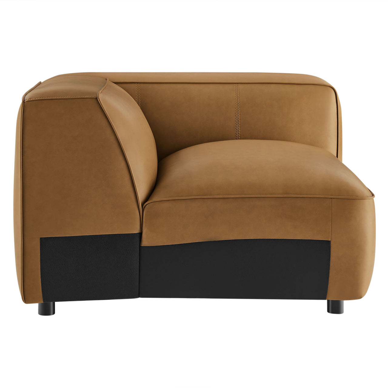 Ardyn Eco-Leather Right Armchair | Modular Sectional Component, Camel