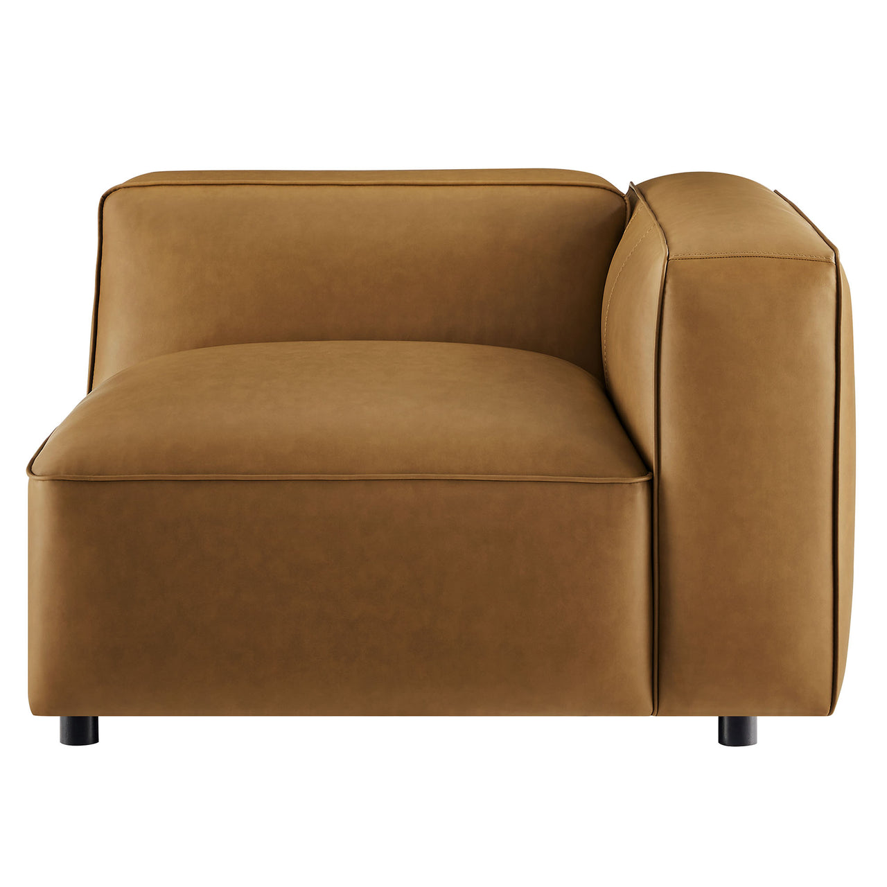 Ardyn Eco-Leather Right Armchair | Modular Sectional Component, Camel