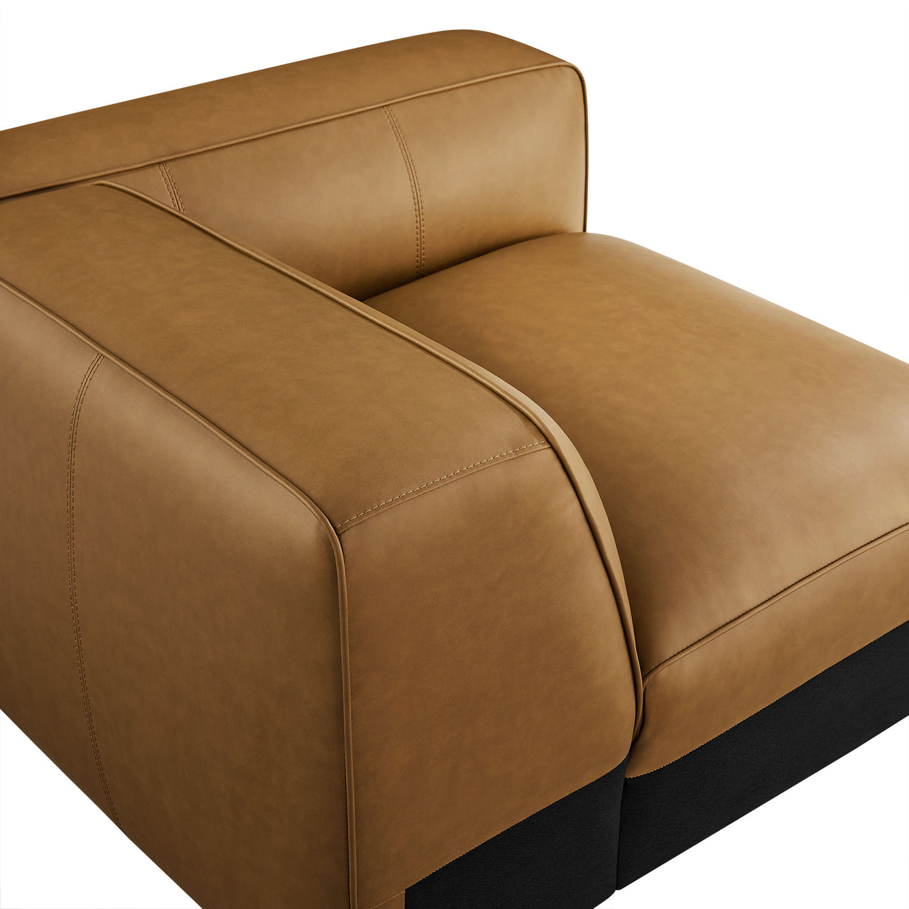 Ardyn Eco-Leather Right Armchair | Modular Sectional Component, Camel