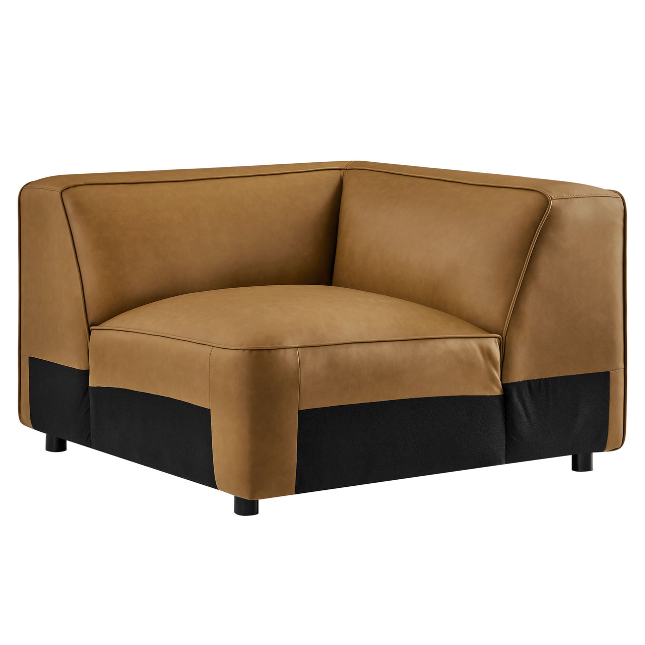 Ardyn Eco-Leather Corner Chair | Modular Sectional Component, Camel
