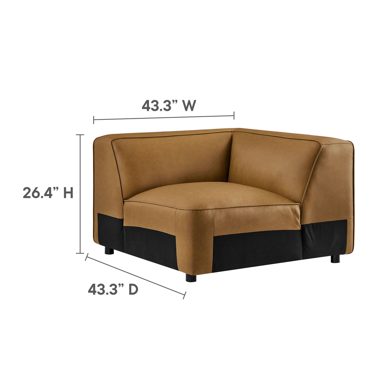 Ardyn Eco-Leather Corner Chair | Modular Sectional Component, Camel