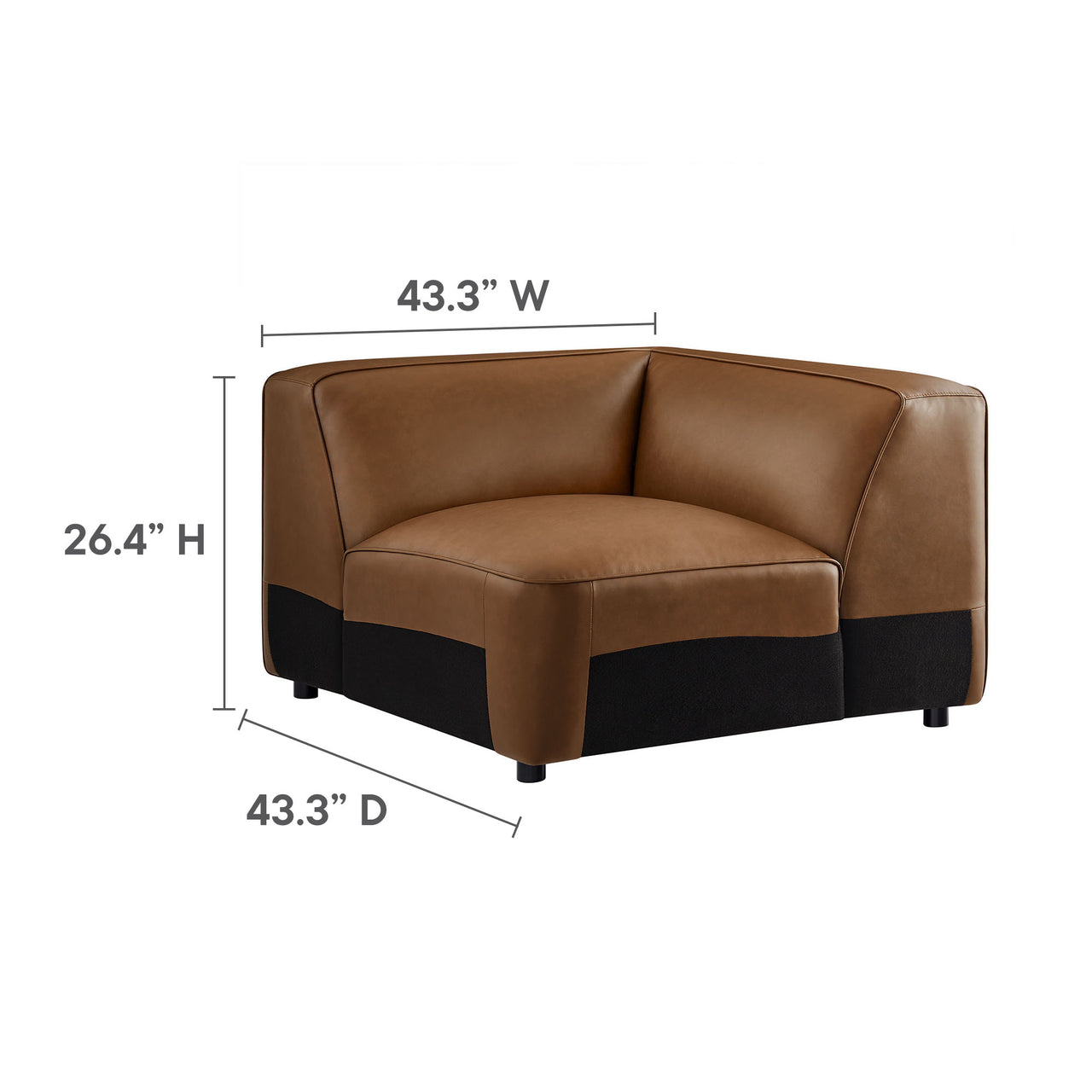 Ardyn Eco-Leather Corner Chair | Modular Sectional Component, Coffee