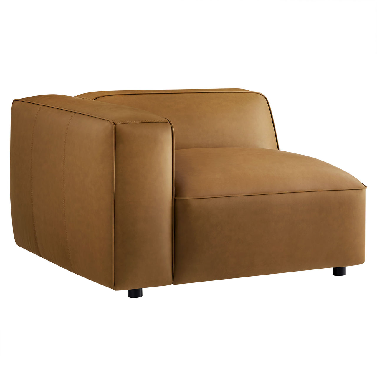 Ardyn Eco-Leather Left Armchair | Modular Sectional Component, Camel