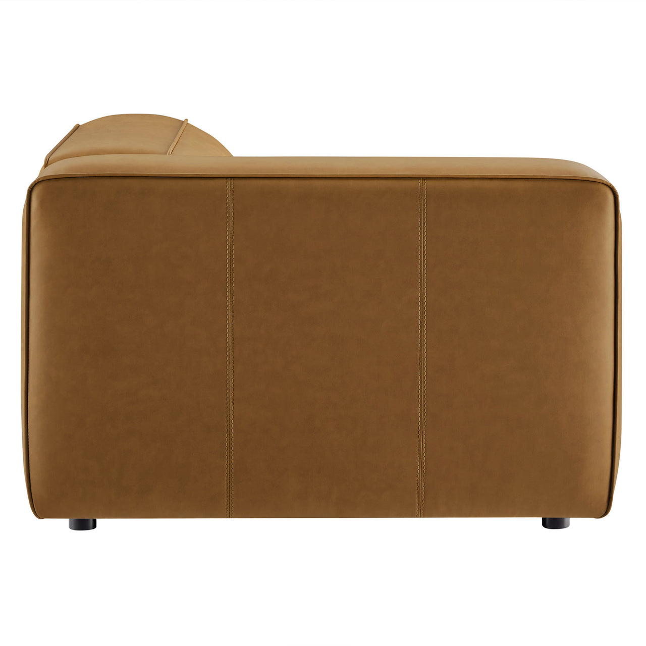 Ardyn Eco-Leather Left Armchair | Modular Sectional Component, Camel