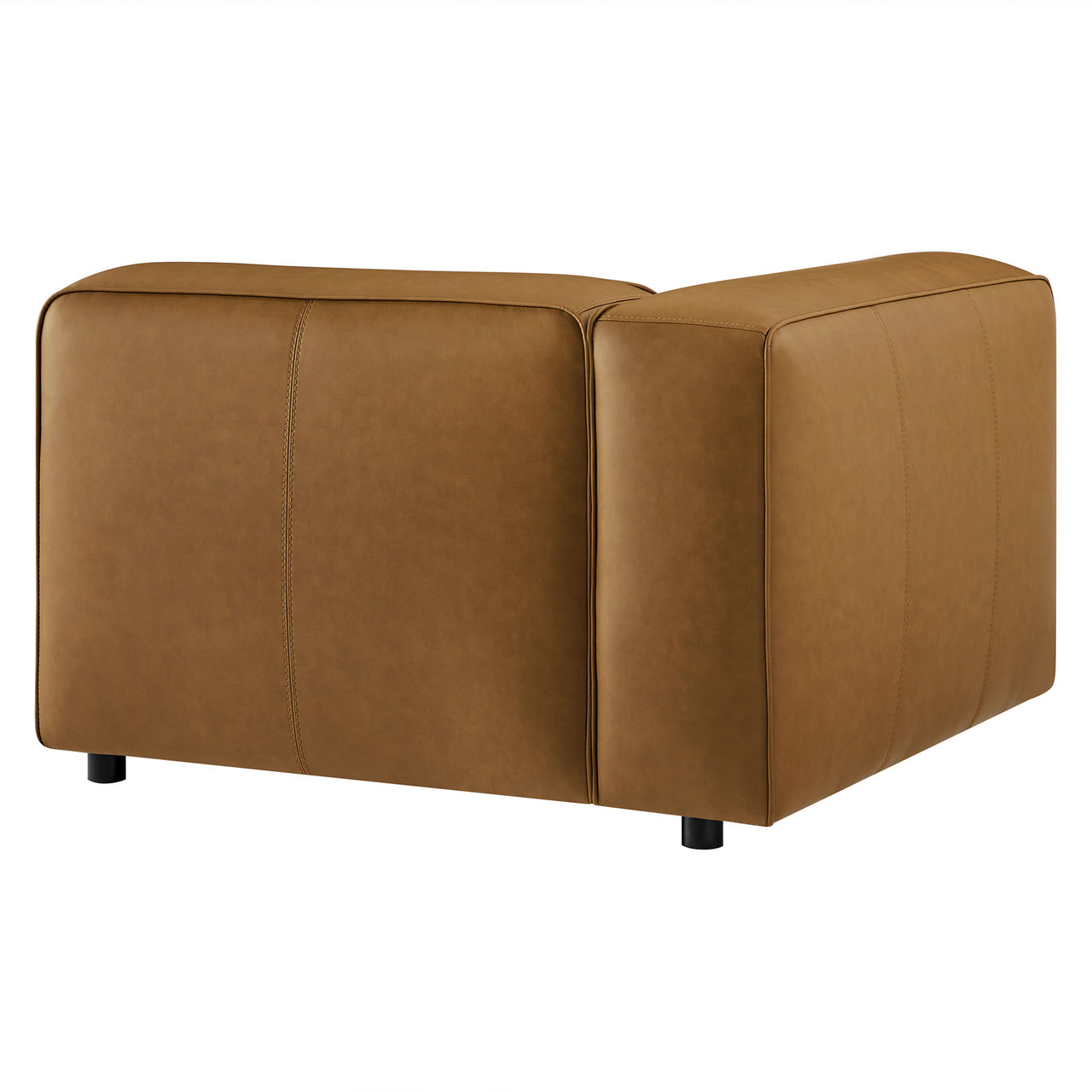 Ardyn Eco-Leather Left Armchair | Modular Sectional Component, Camel