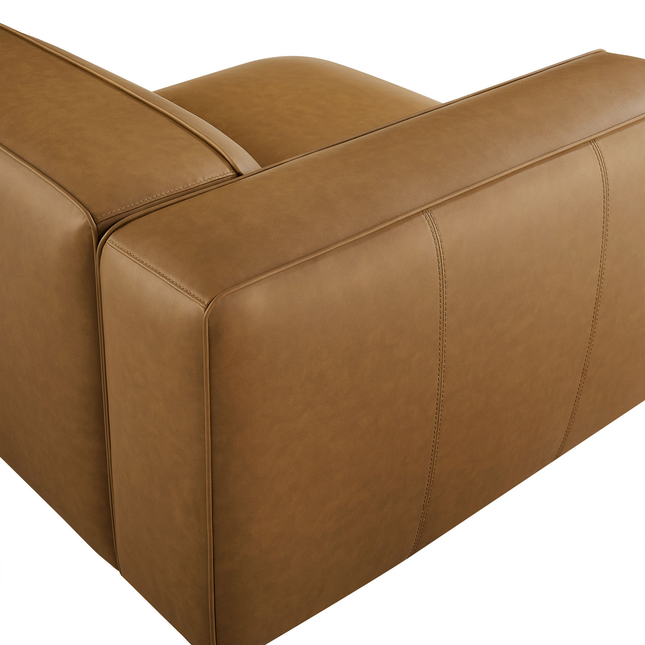 Ardyn Eco-Leather Left Armchair | Modular Sectional Component, Camel