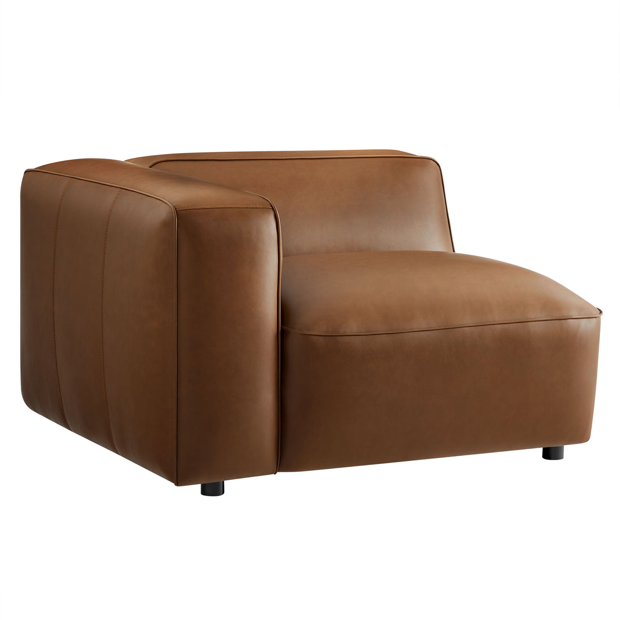 Ardyn Eco-Leather Left Armchair | Modular Sectional Component, Coffee