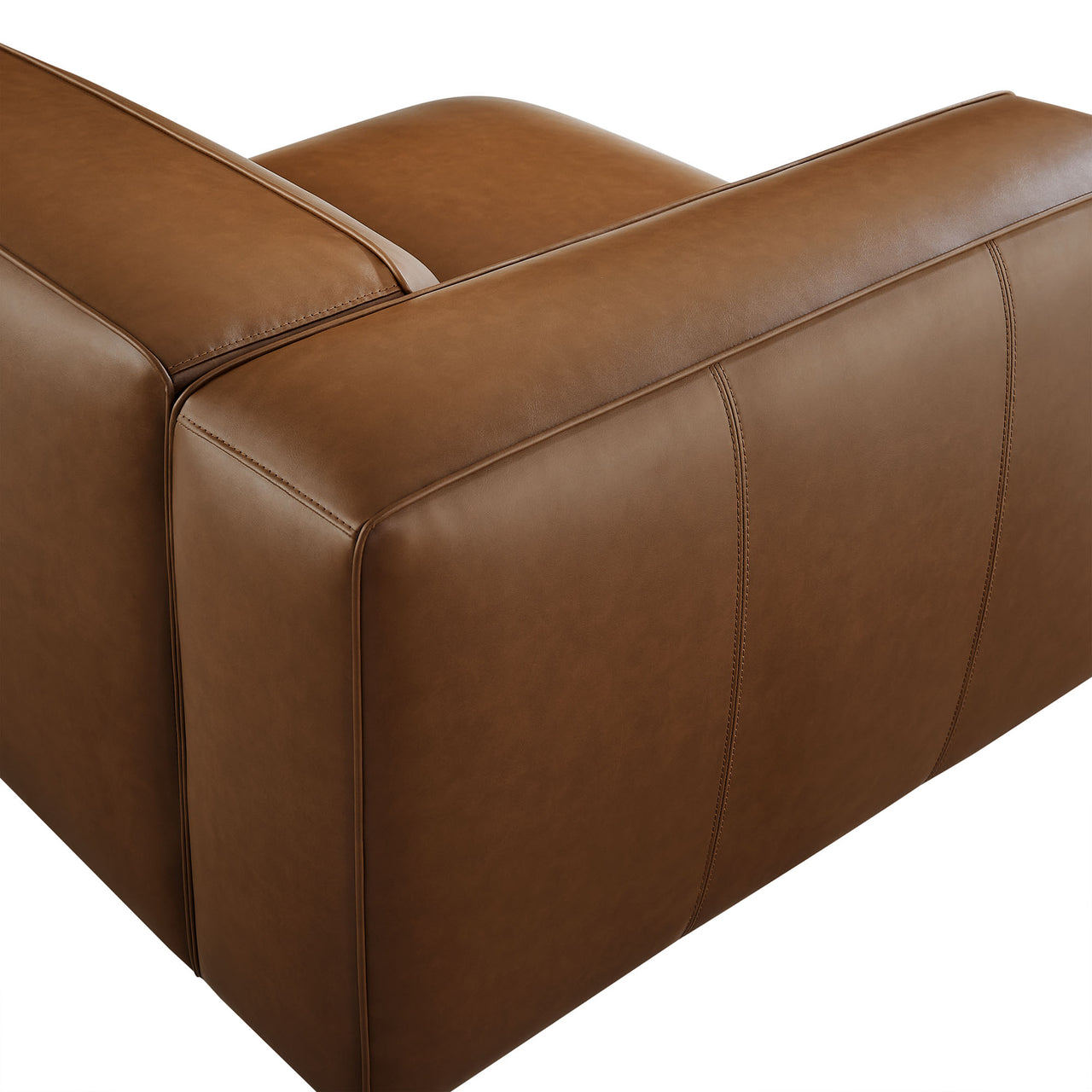 Ardyn Eco-Leather Left Armchair | Modular Sectional Component, Coffee