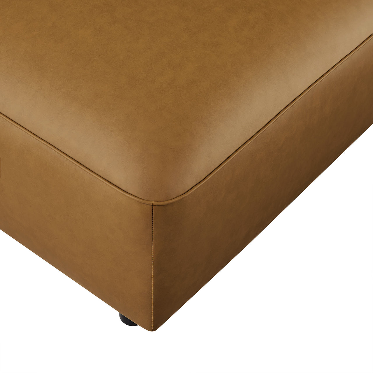 Ardyn Eco-Leather Ottoman | Modular Sectional Component, Camel