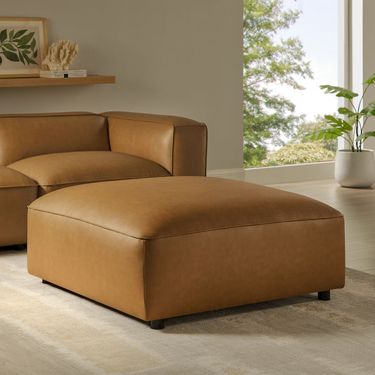 Ardyn Eco-Leather Ottoman | Modular Sectional Component, Camel