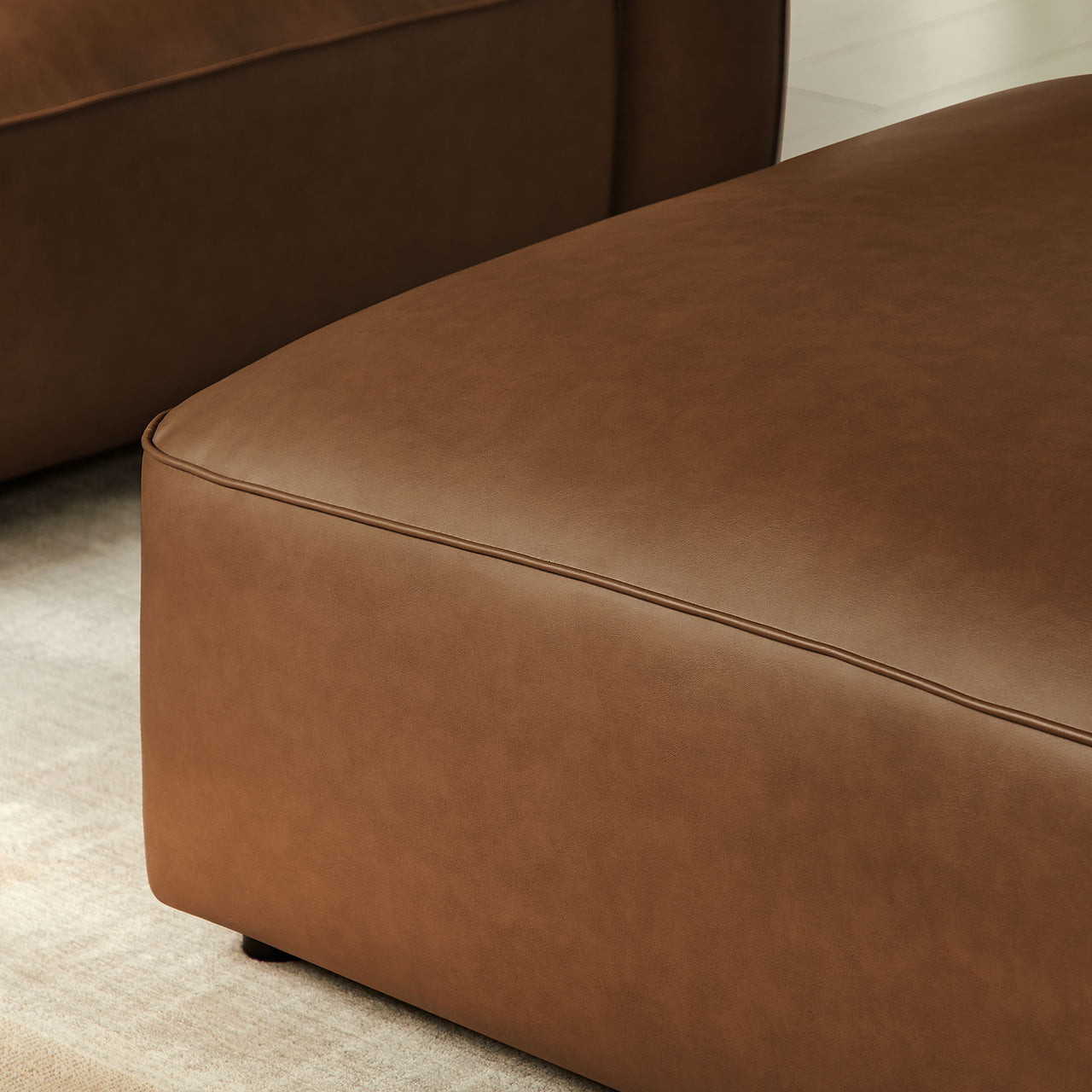 Ardyn Eco-Leather Ottoman | Modular Sectional Component, Coffee