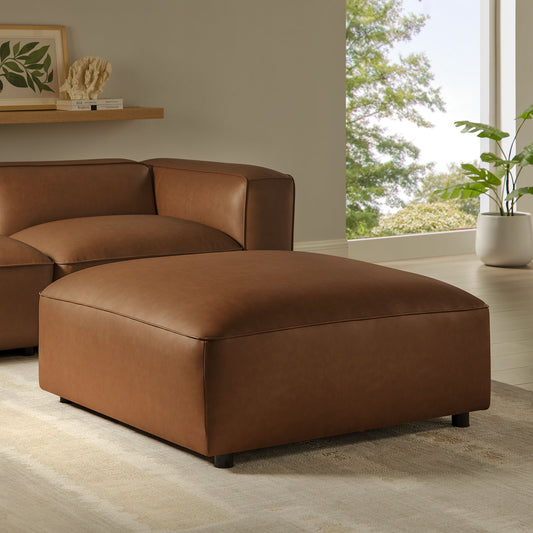 Ardyn Eco-Leather Ottoman | Modular Sectional Component, Coffee