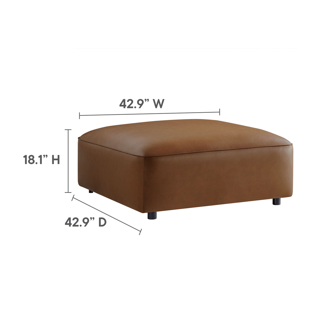 Ardyn Eco-Leather Ottoman | Modular Sectional Component, Coffee
