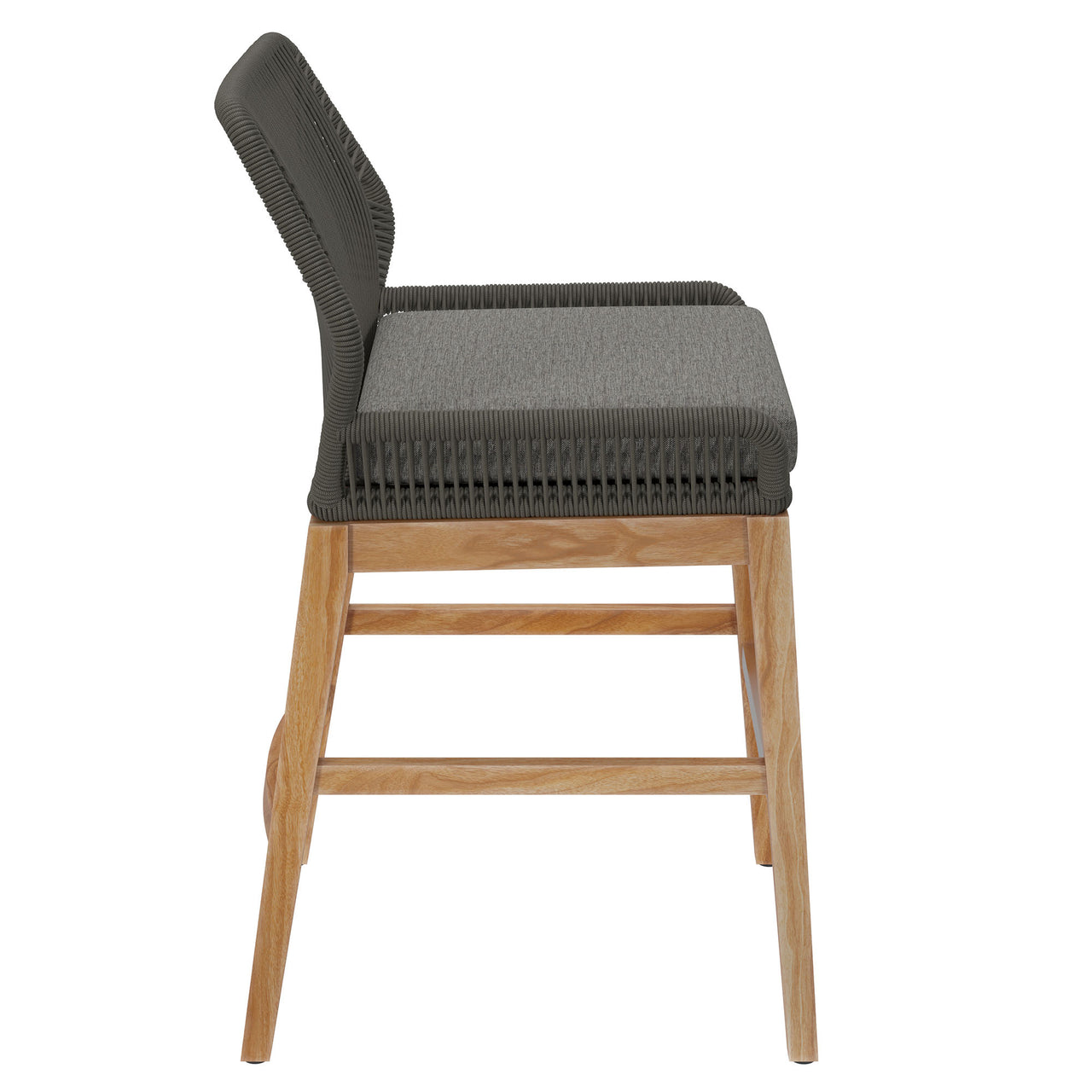 Veyra Teak Counter Stool, Gray & Natural Wood