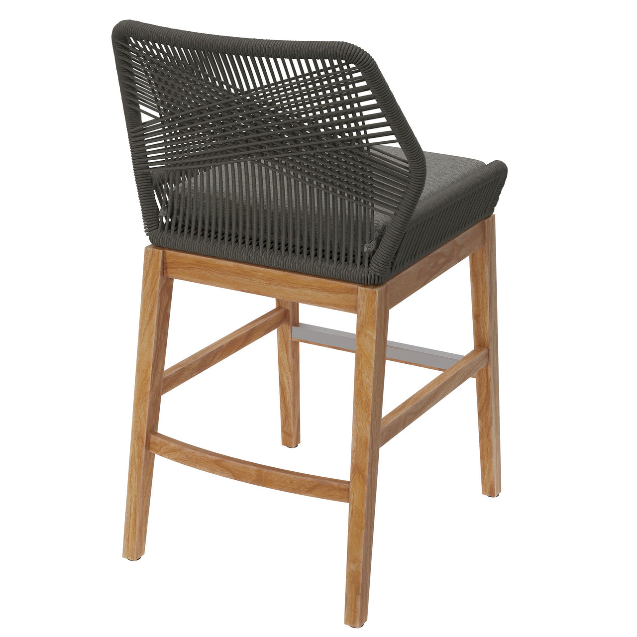 Veyra Teak Counter Stool, Gray & Natural Wood