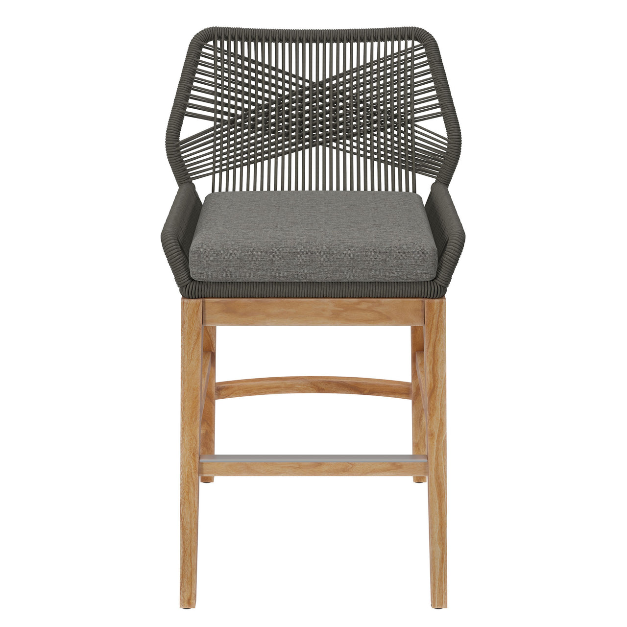 Veyra Teak Counter Stool, Gray & Natural Wood