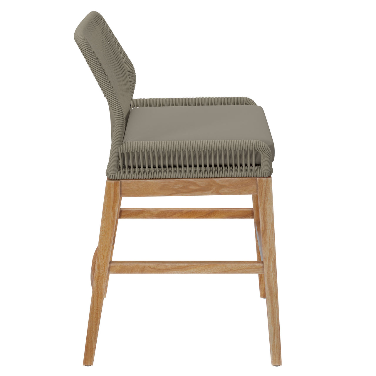 Veyra Teak Counter Stool, Light Gray & Natural Wood