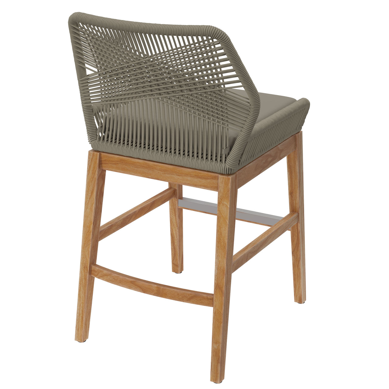 Veyra Teak Counter Stool, Light Gray & Natural Wood