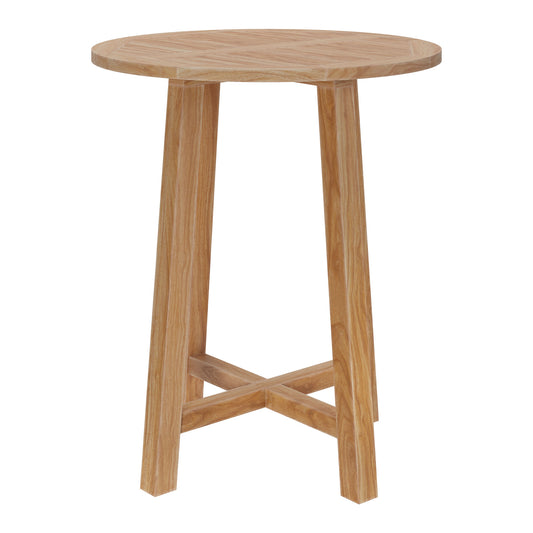 Wellspring 36" Outdoor Patio Teak Wood Bar Table, Natural Wood
