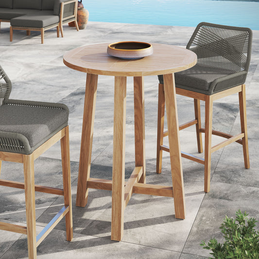 Veyra Alfresco Teak Bar Table, Natural Wood
