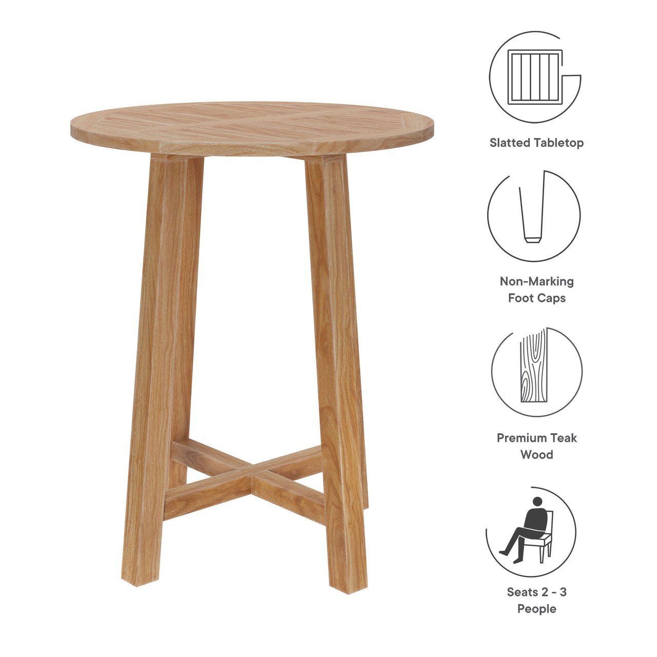 Veyra Alfresco Teak Bar Table, Natural Wood