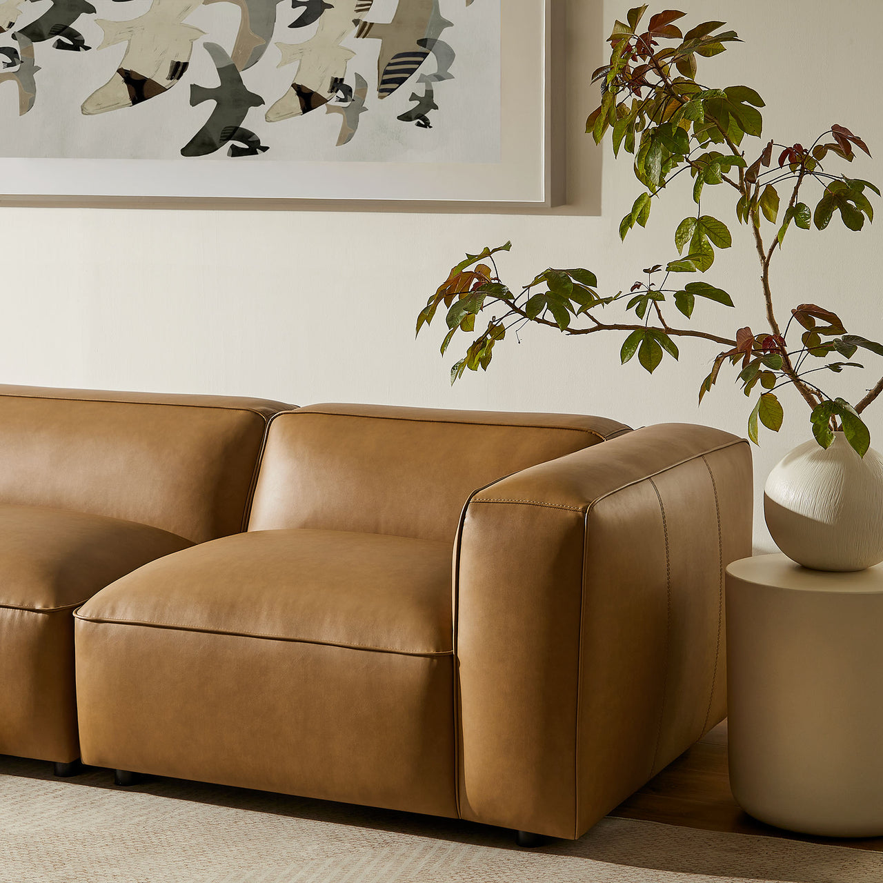Ardyn 4-Piece Eco-Leather Modular Sectional, Camel