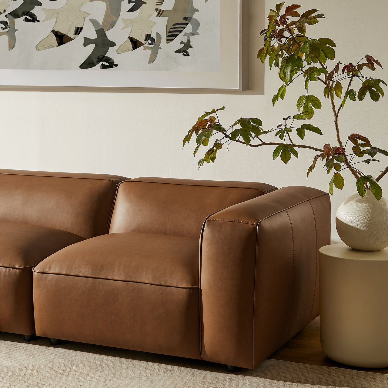 Ardyn 4-Piece Eco-Leather Modular Sectional, Coffee