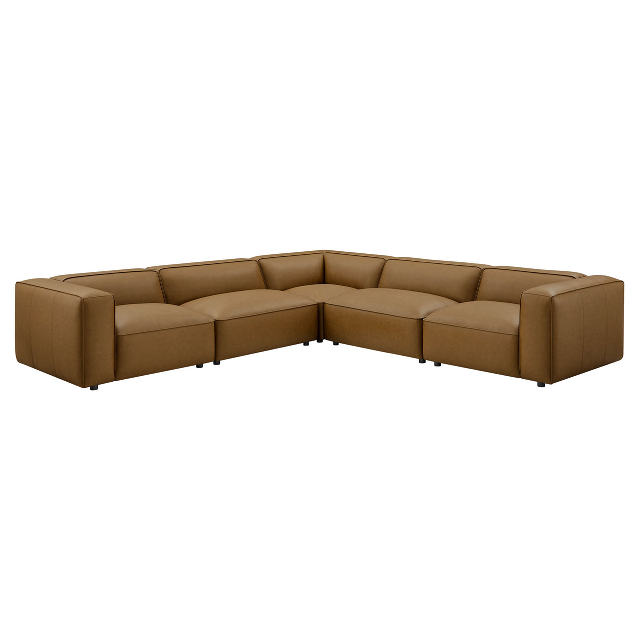 Ardyn 5-Piece Eco-Leather Modular L-Shaped Sectional, Camel