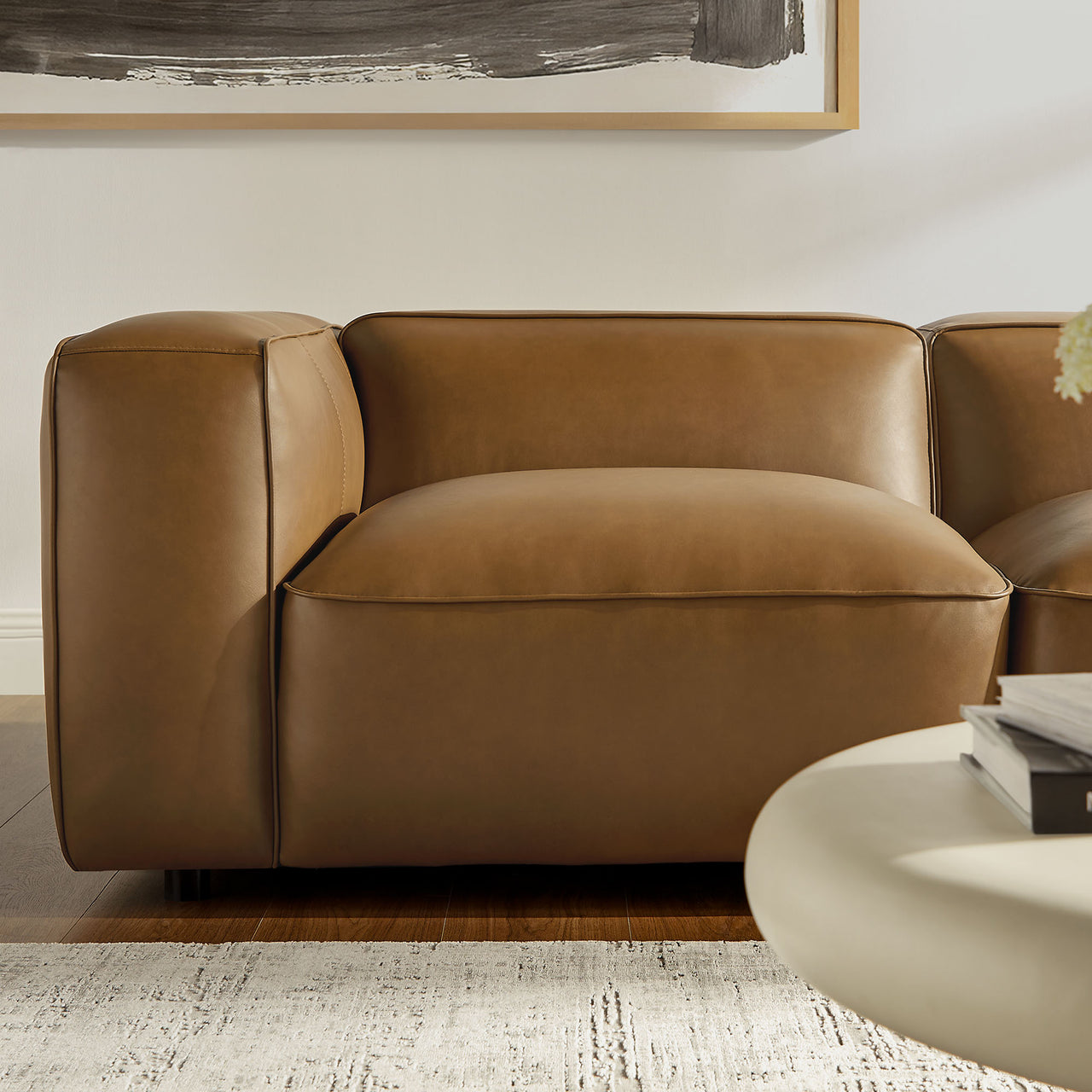 Ardyn 5-Piece Eco-Leather Modular L-Shaped Sectional, Camel