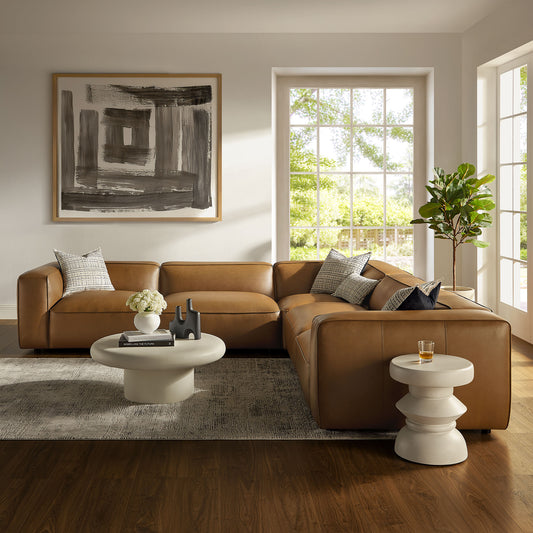 Ardyn 5-Piece Eco-Leather Modular L-Shaped Sectional, Camel