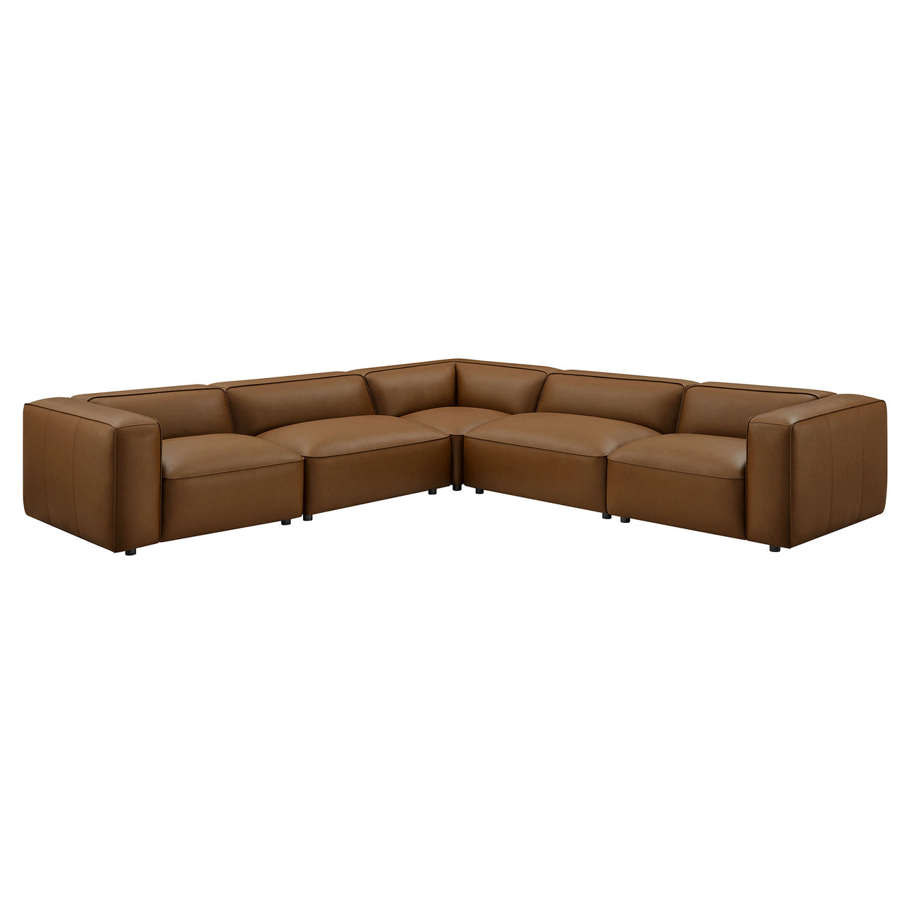 Ardyn 5-Piece Eco-Leather Modular L-Shaped Sectional, Coffee